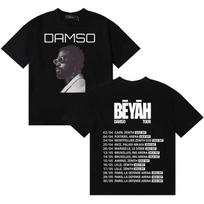 Dainininkas Damso 2026 m. Turas Beyah Albumas Hip Hop Estetika Trumpomis Rankovėmis Marškinėliai Unisex MOTERIMS Laisvi Apvalia Kaklo Medvilniniai Marškinėliai Unisex Ins Y2k M