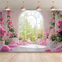 2D Floral Arch Pink Rose Room Backdrop Bridal Shower Photography Background 47.2x31.5inch/120*80cm