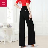 Women's Modern Wide-Leg Latin Dance Pants - High Waist Ballroom & Jitterbug Trousers. S (Waist 66 cm)