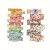 18 vnt./rinkinys Kawaii gyvūnų veidukai Animacinis Washi juostelių rinkinys Maskavimo juostelės Scrapbooking Pasidaryk pats Dienoraštis Raštinės reikmenys Mokyklinės prekės Dovana 18pcs įvairiaspalvis