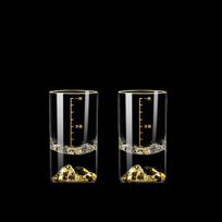 4pcs/2pcs Golden Mountain Vision Cup Gold Foil Glass Luxury Shot Glass 50ml Small Capacity Wine Glass Spirits Cups Tea Drinkware