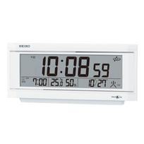 Seiko Clock Table Clock Alarm Clock Satellite Radio Digital Calendar Temperature and Humidity Display Alarm with Light SPACELINK GP501W balta