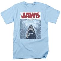Žiaurus Jaws Grafinis Plakatas Ryklių Filmas Retro Marškinėliai Šviesiai Mėlyni Unisex Marškinėliai S