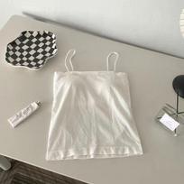 Summer Solid Strap Tank Top Women's Strap Chest Cushion Thin Shoulder Strap Neckline Shows Thin Underlay Bra S balta