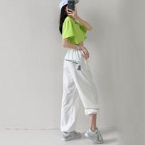 Women Korean Streetwear Casual Oversize Kpop  Baggy Spring Straight Leg Joggers Sweatpants Plus Size XXL balta