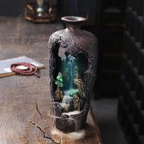 Namų dekoras Vaza dizainas Ornamento dervos rankų darbas Lucky Fengshui krioklys atgalinio srauto smilkalų smilkytuvas