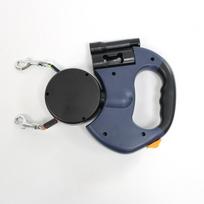2-in-1 Retractable Dog Harness for Dual Dogs – Reflective Leash Dog Accessories with Built-in Flashlight & Anti-Tangle Clip mėlyna