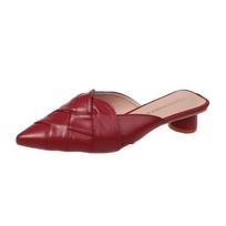 Women's Slippers And Ladies Sandals Leather Job Shoes Pointed Toe Mules Slides Sexy With Premium New Style High Quality 39 34