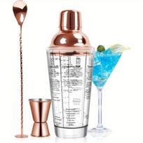 400 ml graduotas stiklinis kokteilių plaktuvo rinkinys Margarita maišiklis su įmontuotu sieteliu ir matavimo taurele, maišymo šaukštų rinkinys A