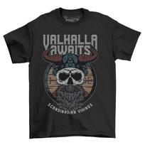 'Valhalla Awaits Scandinavia'' Viking T-shirt - Funny Norse Mythology Tee. Unisex 2XL