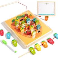 Mediniai vaikiški žvejybos žaislai Montessori ankstyvojo ugdymo žaislai Vaikų gebėjimų lavinimo žaidimas Mažylių skaičių abėcėlės ankstyvasis mokymasis