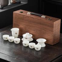 Jinfu Jade Porcelain Kung Fu Tea Set Gift Box Set Company Annual Meeting Commemorative Gift to Friends, Fathers, Teachers and Leaders