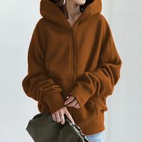 Womens Full Zip Up Plus Size Hoodie Winter Oversized Long Sleeve Hooded Sweatshirt Warm Loose Outwear M kava