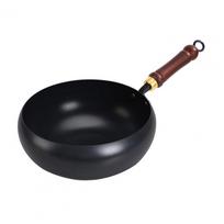 Non-stick Iron Pan Rustic Charm Cookware Hand-forged Japanese Iron Wok Pan Set with Wooden Lid Non-stick for Gas for Natural