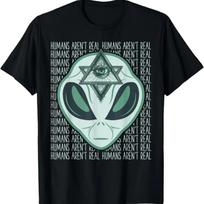 Area 51 Alien Head Humans Aren't Real Illuminati UFO T-Shirt S įvairiaspalvis