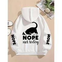 Women's Nope Not Today Prints Hoodies Womens Cute Cat Pullovers Loose Pocket Tops Warm Fleece Sweatshirts Clothing S