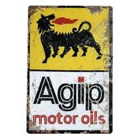 Agip Variklio Alyvos Metalinis Skardinis Ženklas Retro Garažo Dekoras Vyriška Urvas Sienų Menas 20x30cm（7.8x11.8inch）