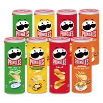 Pringles vidutinio dydžio skardinių rinkinys Skoniai x Sūrio ir druskos kiekis gali skirtis priklausomai nuo 4 skardinių Kellogg's (4 2) (Rūgštus ir svogūnų skonio, Labas! Sūris!, & žalia