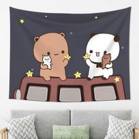 Peach And Goma Bubu Dudu Balloon Tapestry Wall Hanging Aesthetic Home Decor Tapestries for Living Room Bedroom 74x94cm(29x37in)