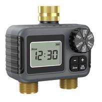 Tvirtos žalvarinės dvigubos vandens sklendės BSP 3/4” sriegiu LCD ekranas IP55 apsauga Vandens paskirstymo sklendės 1 gray