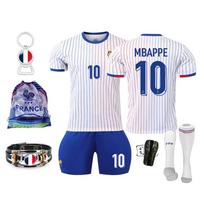 2024 UEFA Euro France Kids Soccer Equipment Set Blue White Jersey Shorts Shin Guards 115-125 CM žalia/raudona