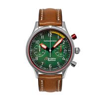 BAUHAUS Watch Chronograph Date Quartz Official Limited Distribution Aviation Eurofighter Pilot's Wristwatch, Import, (Green žalia
