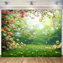 2D Fresh Green Grass Flower Backdrop Wedding Bridal Shower Photography Background 47.2x31.5inch/120*80cm