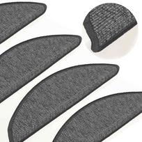Laiptų kilimėliai 15 vnt 56x17x3 cm smėlio ir pilkos spalvos pusapvaliai