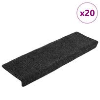 Laiptų kilimėliai lipnūs 20 vnt tamsiai pilki 65x21x4 cm stačiakampiai kraštai