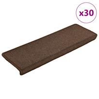Laiptų kilimėliai 30 vnt 65x21x4 cm kavos rudos spalvos stačiakampiai kraštai