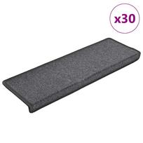 Laiptų kilimėliai 30 vnt 65x21x4 cm tamsiai pilki stačiakampiai kraštai