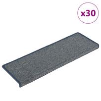 Laiptų kilimėliai 30 vnt 65x21x4 cm šviesiai pilki ir mėlyni stačiakampiai kraštai
