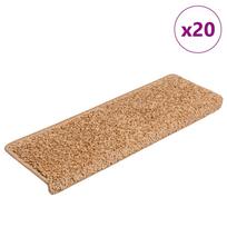Laiptų kilimėliai 20 vnt 65x21x4 cm smėlio spalvos stačiakampiai kraštai