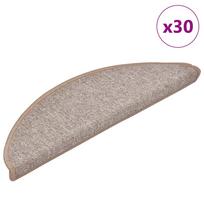 Laiptų kilimėliai 30 vnt 56x17x3 cm šviesiai rudi pusapvaliai