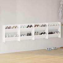 Sieninės spintelės batams 4vnt baltos 60x18x60cm mediena