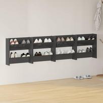 Sieninės spintelės batams 4vnt pilkos 60x18x60cm mediena