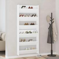 Sieninės spintelės batams 2vnt baltos 80x18x90cm MDP