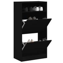 Spintelė batams juodos spalvos 60x34x116cm apdirbta mediena