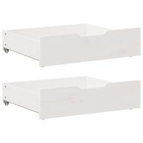 Stalčiai po lova 2vnt balti 65x55x17cm pušies masyvas