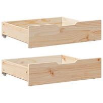 Stalčiai po lova su ratukais 2vnt 65x55x17cm pušies masyvas