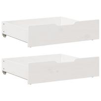 Stalčiai po lova 2vnt balti 75x55x17cm pušies masyvas