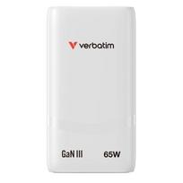 Verbatim GaN Travel Charger Fold 'n' Go 65W, 2×USB-C PD EU Plug, White