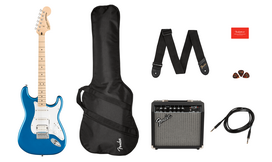 Elektrinės gitaros komplektas Fender Affinity Strat HSS + Frontman 15G, mėlyna
