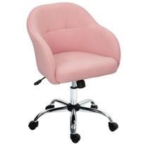HOMCOM namų biuro kėdė, ergonomiška rašomojo stalo kėdė, pasukama, reguliuojamo aukščio biuro kėdė su sūpynės funkcija, pliušinis aksominis dizainas, kosmetinė kėdė miegamajam, darbo kambariui, rožinė, Rožinė