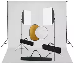 Fotostudijos komplektas su šviesdėžėmis, fonu ir reflektoriumi