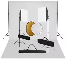 Fotostudijos komplektas su šviesdėžėmis, fonu ir reflektoriumi