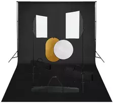 Fotostudijos komplektas su šviesdėžėmis, fonu ir reflektoriumi