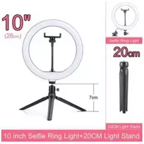 žiedinė LED lempa su valdikliu 20 cm ir mini trikoju