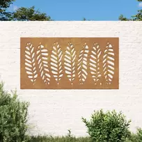 Nuotraukų rėmelis Sodo sienos dekoracija, 105x55cm, corten plienas, lapų dizaino