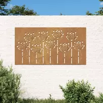 Nuotraukų rėmelis Sodo sienos dekoracija, 105x55cm, corten plienas, gėlių dizaino